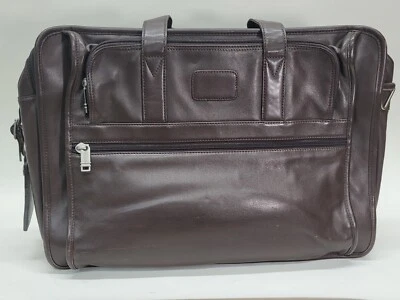 "Maletín expandible mensajero vintage TUMI de cuero marrón oscuro de 17""" Foto 1 de 4
