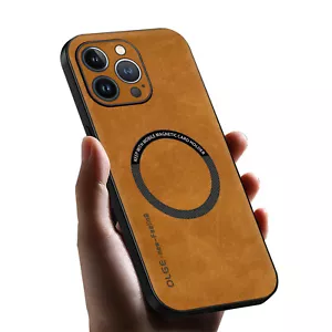 For iPhone 16e 16 Pro Max Shockproof TPU Magnetic Leather Case Mag Safe Cover - Picture 1 of 33