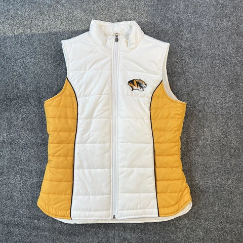 GIII by Carl Banks Womens Small Missouri Tigers Mizzou White & Gold Puff Vest Cover