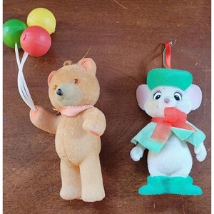 Weihnachtsschmuck | Tiere | Bär | Maus | weich | süße Ornamente | Vintage - Bild 1 von 9
