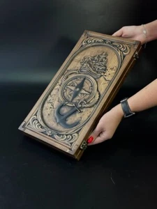 Juego familiar de mesa de backgammon con tema marino de madera de colección talla 18,1*9 pulgadas - Imagen 1 de 3