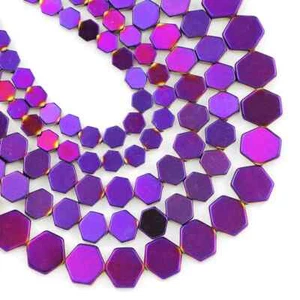 Cuentas espaciadoras de hematita natural hexagonales planas púrpuras de 4/6/8 mm para hacer joyas hágalo usted mismo - Imagen 1 de 14