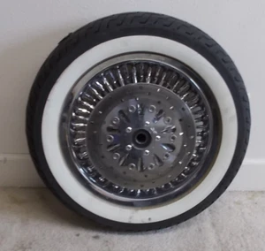 Chrome 16" 16X3.5 FAT SPOKE FRONT WHEEL 52 STAINLESS 2005 HARLEY ROAD KING - Picture 1 of 9