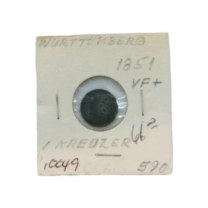 1851 Wurttemberg 1 Kreuzer KM#590 VF+ - Picture 1 of 4