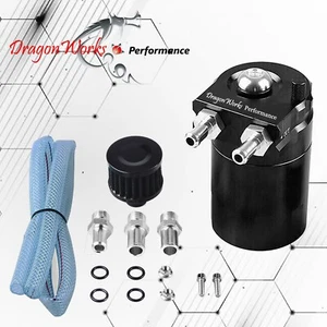 Oil Catch Can Reservoir Baffled Tank Breather Filter Universal Black Fits Subaru - Bild 1 von 10