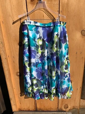 Vintage Laura Ashley Floral Skirt Yellow Blue White  1980's Retro Size L - Image 1 of 4