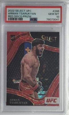 2022 Panini Select UFC Arman Tsarukyan Red Disco Prizm /99 #286 PSA 10 - Image 1 of 2