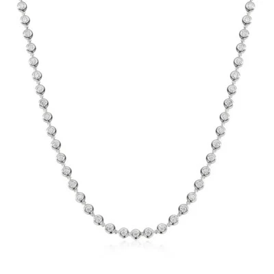 3mm D VVS1 Moissanite Bubble Chain Choker Women's Necklace 925 Sterling Silver - Image 1 of 4