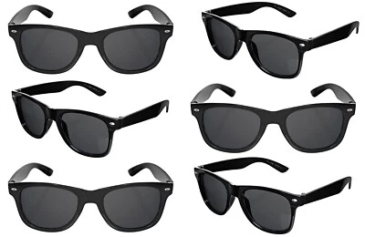 THEGAG MENS SOLID BLACK SUNGLASSES 6 PACKUNISEX GLASSES WAYFARE STYLE RETRO