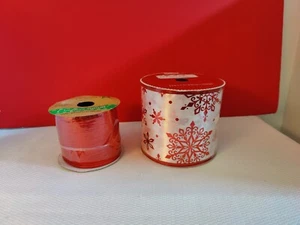 Lot Of 2 Christmas Ribbon 3.5"/35ft Holiday Time 2.5"/9ft Crafters Square Wired - Picture 1 of 7
