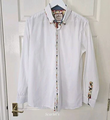 Joe Browns рубашка размер средний белый с цветочным узором длинные рукава хлопок - Изображение 1 из 4