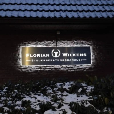 MR-METALLDESIGN Werbeschild Firmen Schild Logo persönliches Design Edelstahl beleuchtet