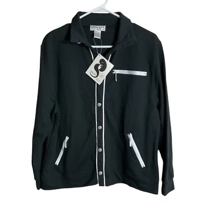 Camisa mediana vintage Euro Joy para hombre manga larga abotonada varios bolsillos negra Foto 1 de 4