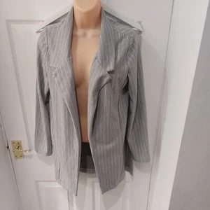 Stradivarius jersey grey pinstripe open blazer jacket Long Sleeves Size XS - Picture 1 of 5