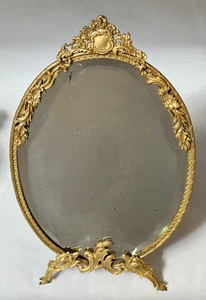 Antique French Bronze Ormolu Frame Beveled Mirror - Picture 1 of 8