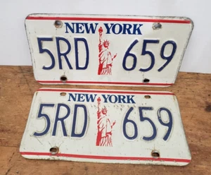 Vintage Pair New York State Statue Of Liberty License Plates 5RD 659 - Picture 1 of 12