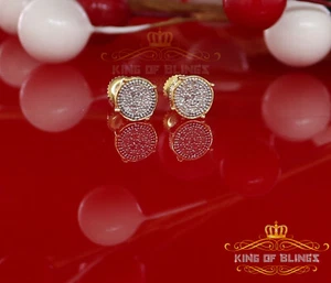925 Sterling Silver 0.10ct Real Diamond For Women's/ Men's Yellow Round Earrings - Picture 1 of 12