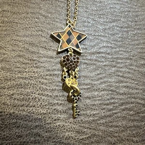 PILGRIM Swarovski Crystal Sterling Silver Plated Enameled Brown Star Necklace - Picture 1 of 3