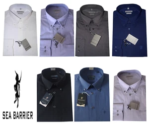 CAMICIA UOMO manica lunga M L XL XXL 3XL 100% cotone oxford SEA BARRIER CLASSIC - Imagen 1 de 8