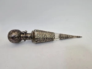 19TH C CUT CRYSTAL AND SILVER PERFUME BOTTLE - Picture 1 of 7