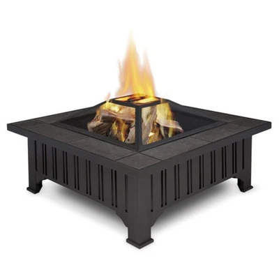 Real Flame 908 34 Inch Square Wood Burning Fire Pit - Black - Image 1 of 4