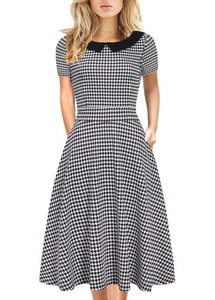 Wear to Work Dress for Women's Vintage 40s Casual Party Peter Pan Collar Flor... - Picture 1 of 7