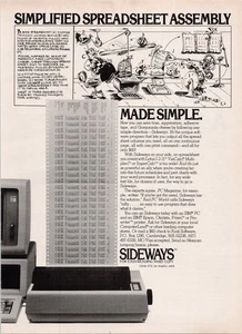 Conjunto de hoja de cálculo simplificado de anuncio impreso vintage Sideways Software 1984 - Imagen 1 de 1