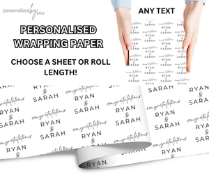 Personalised Congratulations WEDDING Engagement Gift Wrapping Paper Any Text - Picture 1 of 1