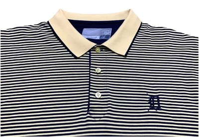 Detroit Tigers MLB Cutter & Buck CB DryTec Striped Polo Shirt Mens Large - Image 1 of 4