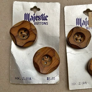 Vintage Brown Wood Look Buttons 7/8" and 1" Set of 6 for Sweaters Jackets - Picture 1 of 8