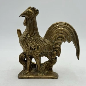 Brass Rooster Napkin Desk Letter Holder Chicken Country Cottage 5x6x2.5” Vtg - Picture 1 of 10