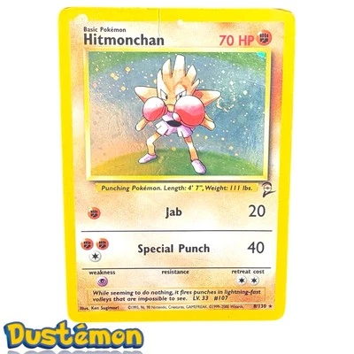Pokémon TCG ⎯Hitmonchan⎯ SWIRLS! 𝄅 Holo Unlimited+Rare 𝄅 Base 2 𝄅 №. 8/130 HP - Image 1 of 3