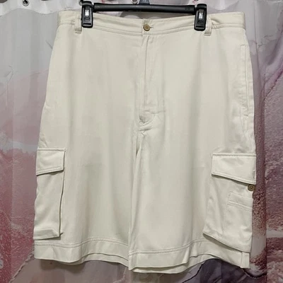 Paradise Collection Men’s Size 36 Off White Cargo Shorts 100% Silk Casual Beach - Image 1 of 4