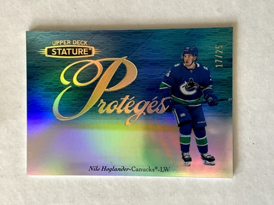 2020-21 UD Stature Proteges Blue Color Match Nils Hoglander /25 - Image 1 of 2