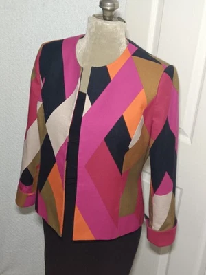 Blazer Anne Klein Frontal Abierto Colorblock Mujer 10 Estructurado Colorido Foto 1 de 4