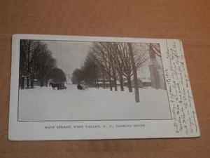 WEST VALLEY NY - 1901-1907 ÄRA POSTKARTE - MAIN STREET SNOW - CATTARAUGUS COUNTY - Bild 1 von 2