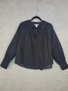 H&M Damen Bluse schwarz Baumwolle Gr. XL Langarm Pullover Oberteil Boho Bauern Sh - Bild 1 von 6