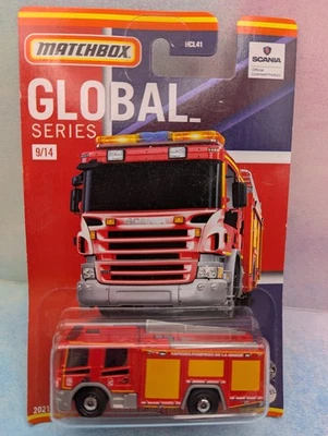 2021 Matchbox GLOBAL Series 9/14 SCANIA P 360 FIRE TRUCK ☆red/orange☆FIRE RESCUE - Image 1 of 3