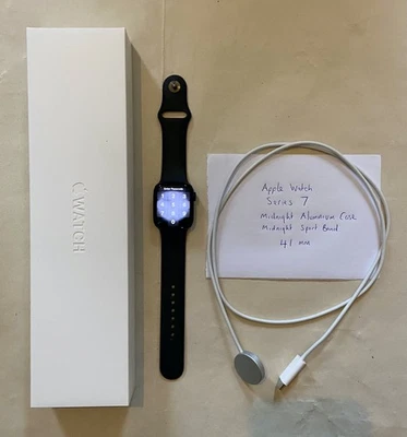 Apple Watch Series 7 41mm Midnight Aluminium Case + Sports Band - Includes Box - Image 1 of 4