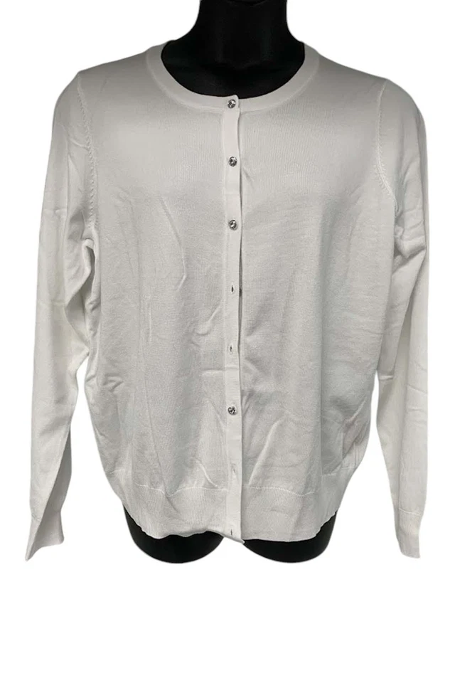 Cárdigan Antthony Suéter Tejido Botón Frontal Blanco Foto 1 de 1
