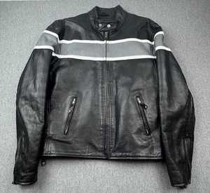 Milwaukee Leather Men Sz 44 Moto Black/Gray Leather Jacket Liner Motorcycle Euro - Picture 1 of 18