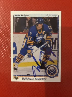 1990-91 Upper Deck Mike Foligno Buffalo Sabres #378 AUTO! - Image 1 of 4