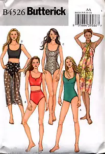Butterick 4526 Misses 1- oder 2-teiliger Badeanzug & Wickeloptik 6-12 - Bild 1 von 1