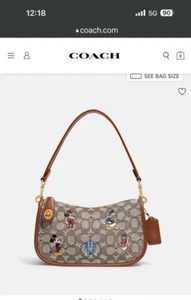 NWT Coach Disney X Swinger Bag Signature Textile Jacquard Mickey Mouse C8620 - Picture 1 of 8