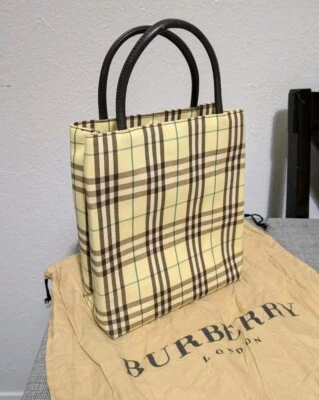 Bolso de Mano BURBERRY Vertical Amarillo Negro a Cuadros Foto 1 de 4