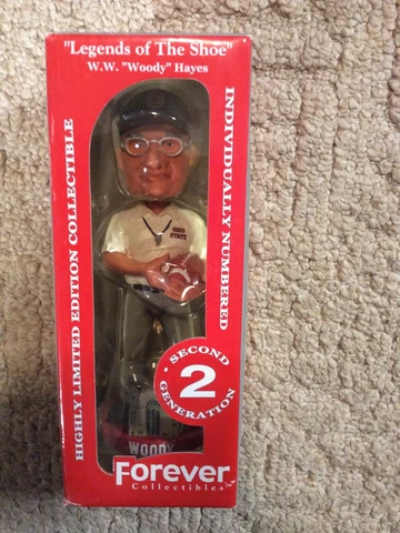 Ohio State University Coach WOODY HAYES 2nd Generation Bobblehead THE SHOE Cover