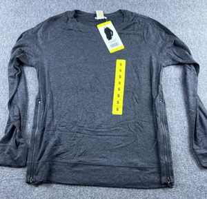 Matty M Shirt Womens Small Charcoal Long Sleeve Side Zippers Stretch New - Picture 1 of 13