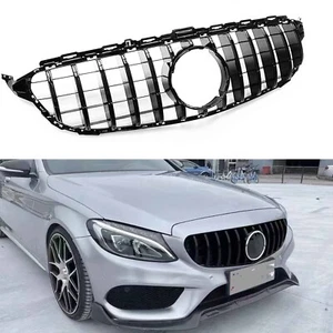 GT R Black Front Grille For Mercedes Benz C Class W205 C250 C350 C43 2014-2018 A - Picture 1 of 7