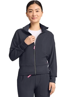 Med Couture Women's Scrub Cropped Warm Up Jacket MC303 PWTR Pewter Free Ship — 第 1/3 张图片