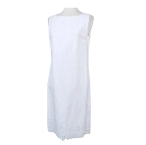 Casual Corner White and Eyelet Linen Blend Sleeveless Sheath Dress 10 - Picture 1 of 9